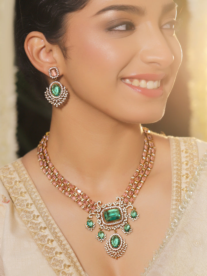 Ethnic Glow Green Necklace Set