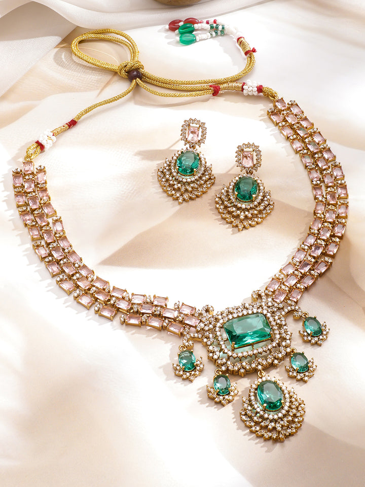 Ethnic Glow Green Necklace Set