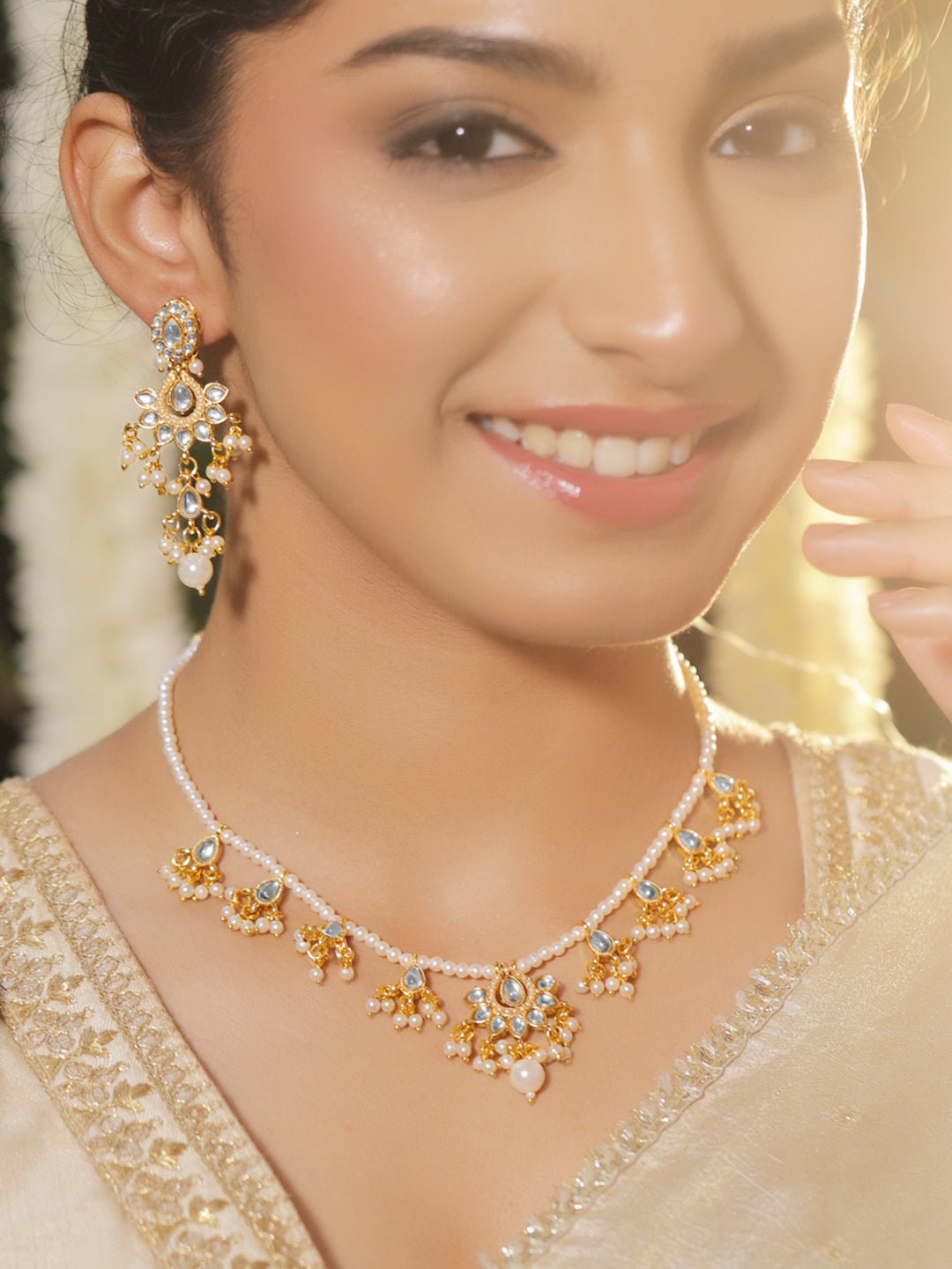 Elegant Hues Kundan Pearls Necklace Set