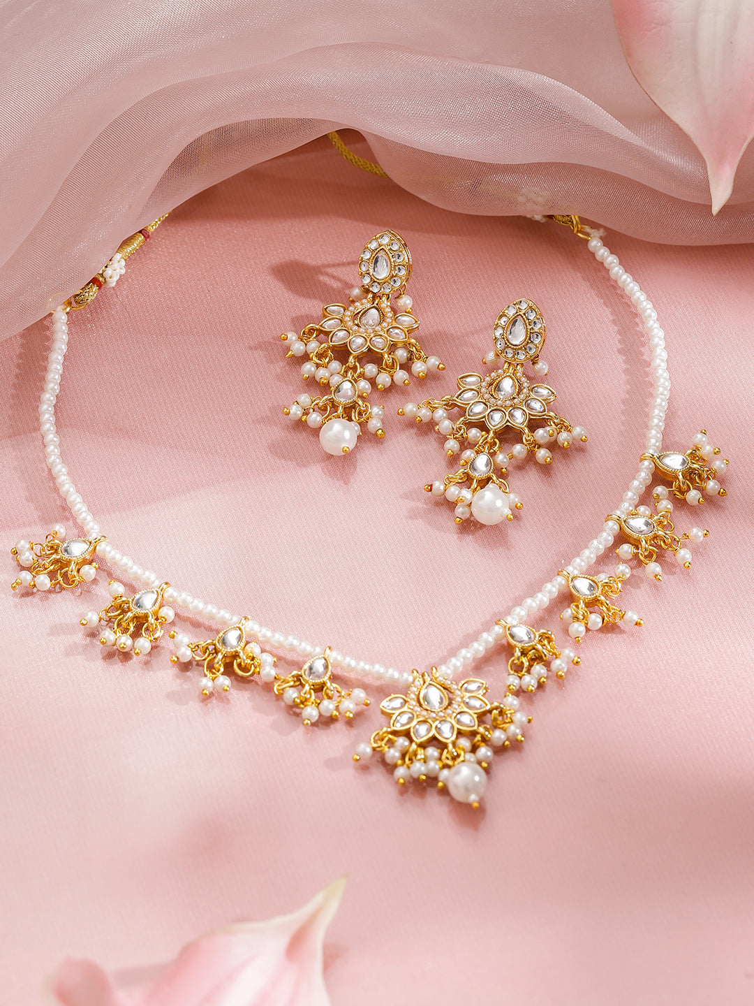 Elegant Hues Kundan Pearls Necklace Set