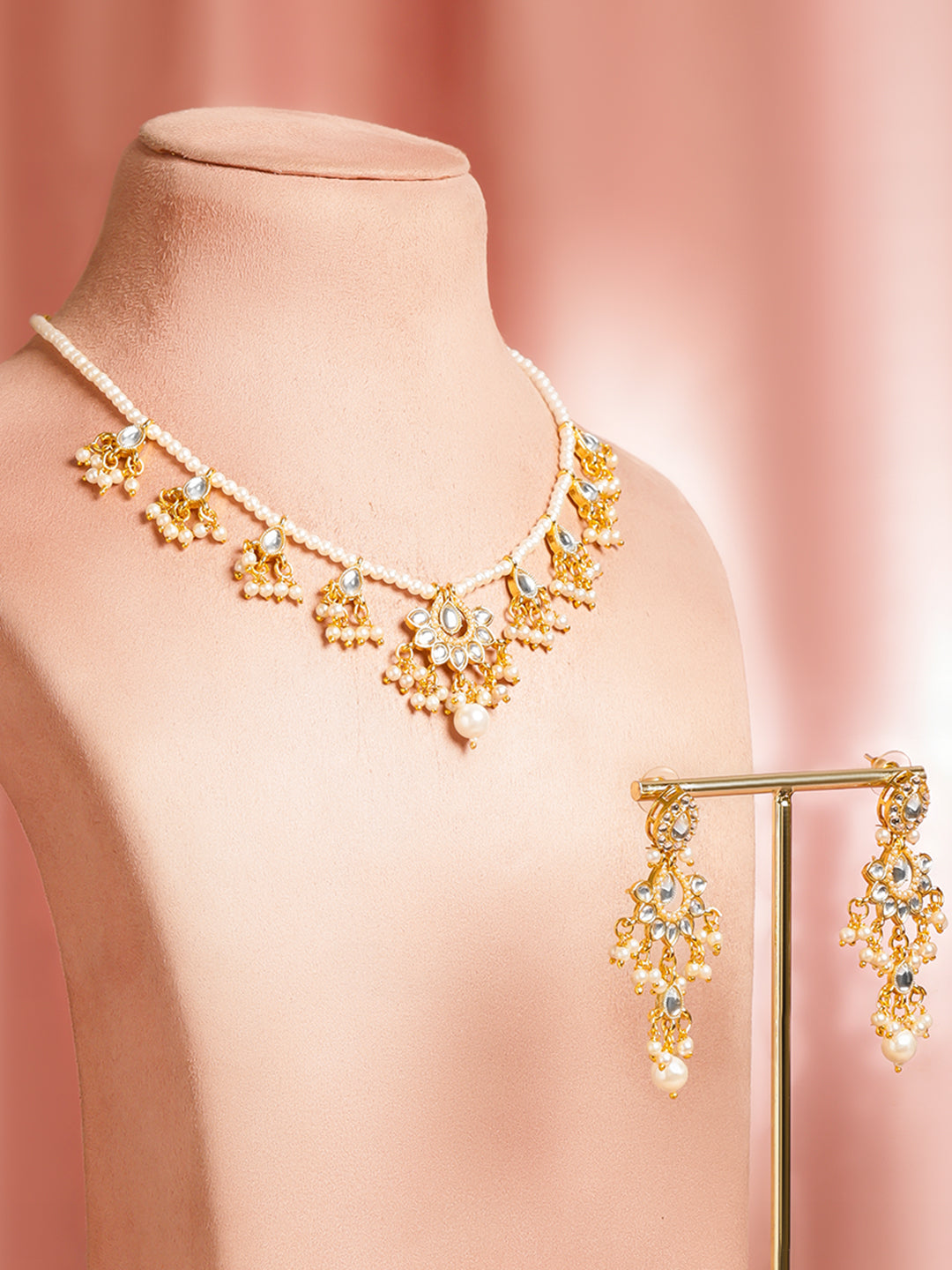 Elegant Hues Kundan Pearls Necklace Set