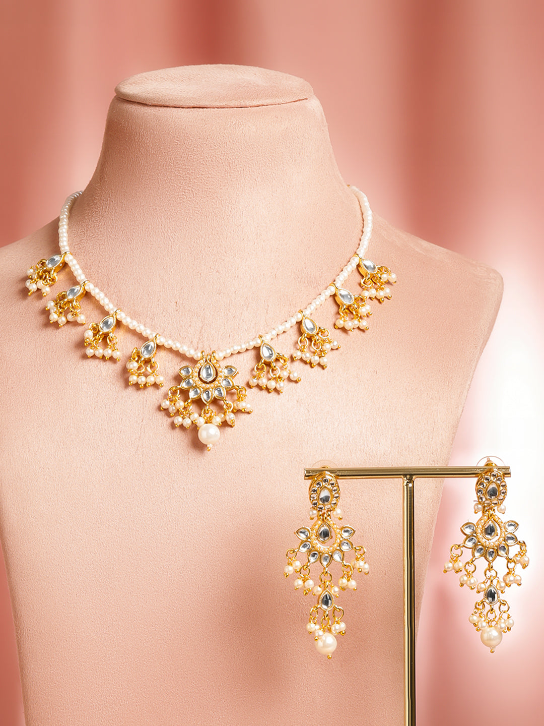 Elegant Hues Kundan Pearls Necklace Set