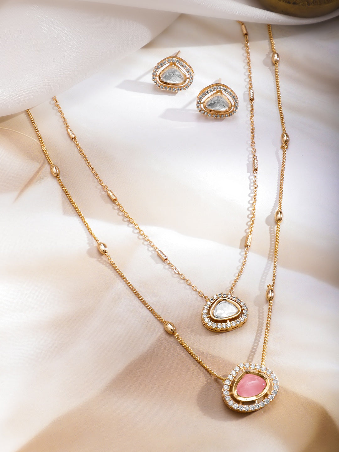 Sleek Blush Pink Necklace Set