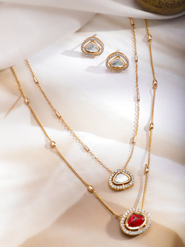 Red Hue with Kundan Necklace Set