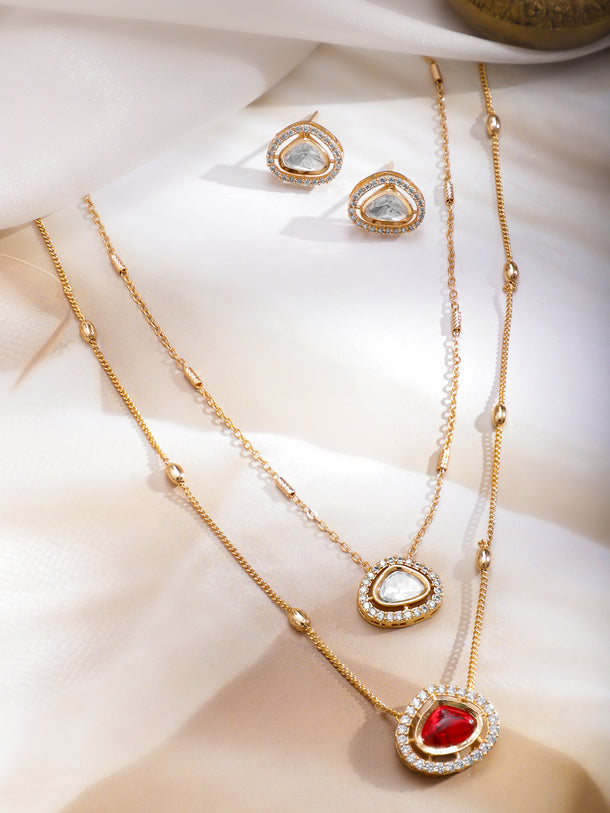 Red Hue with Kundan Necklace Set