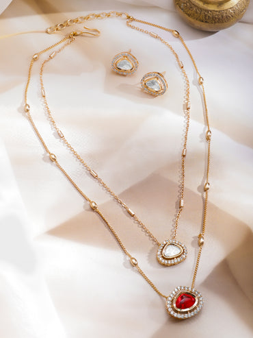 Red Hue with Kundan Necklace Set