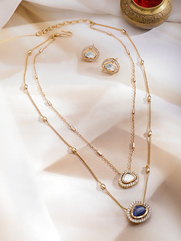 Emerald & Kundan Charm Necklace Set