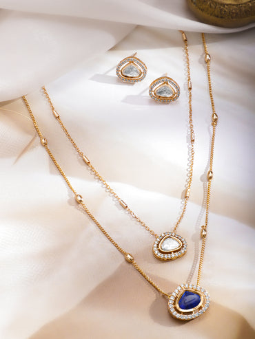 Emerald & Kundan Charm Necklace Set