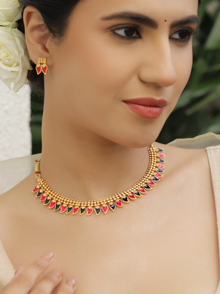 Rubans Women Gold-Plated Beaded-Studded Jewellery Set
