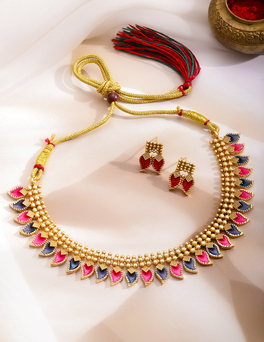 Rubans Women Gold-Plated Beaded-Studded Jewellery Set
