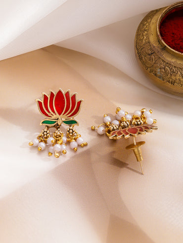 Rubans 22K Gold-Plated Pearls Beaded Enamelled Jewellery Set