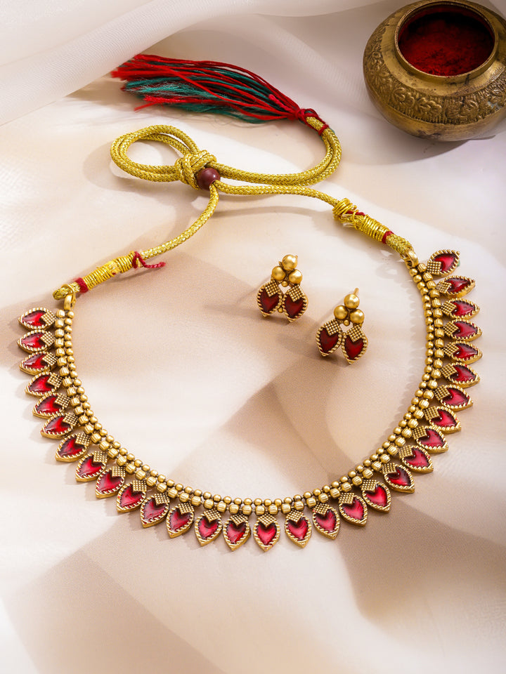 Rubans 22K Gold-Plated Enamelled Jewellery Set