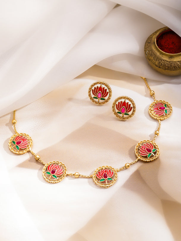 Rubans 22K Gold-Plated Enamelled Jewellery Set