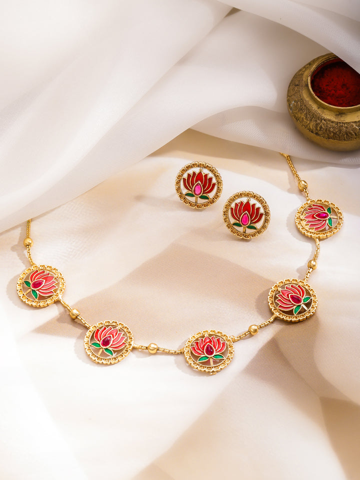 Rubans 22K Gold-Plated Enamelled Jewellery Set