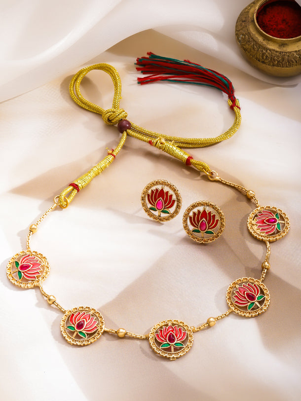 Rubans 22K Gold-Plated Enamelled Jewellery Set