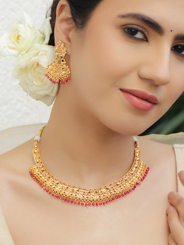 Pink Story of Kundan Necklace Set