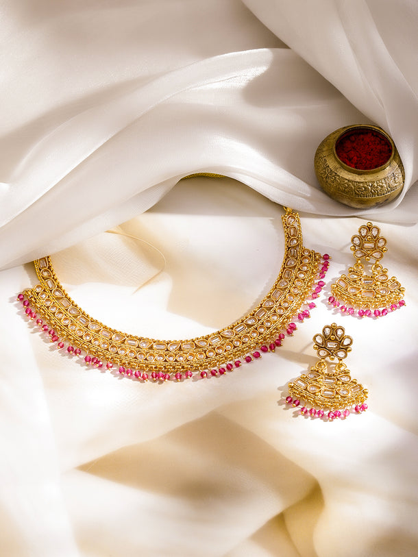 Pink Story of Kundan Necklace Set