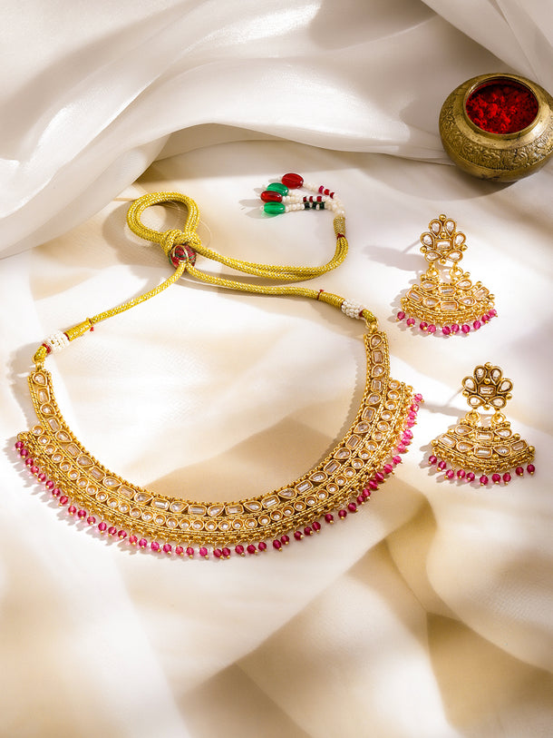Pink Story of Kundan Necklace Set