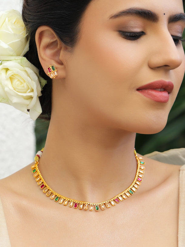 Emerald Meets Pink Glow Necklace Set