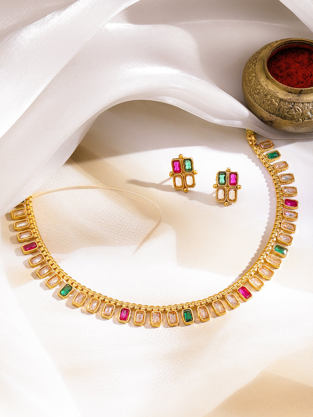 Emerald Meets Pink Glow Necklace Set