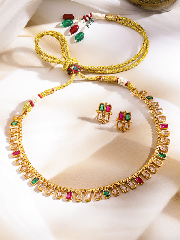 Emerald Meets Pink Glow Necklace Set