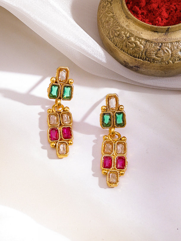 Petal Pink & Green Kundan Necklace Set