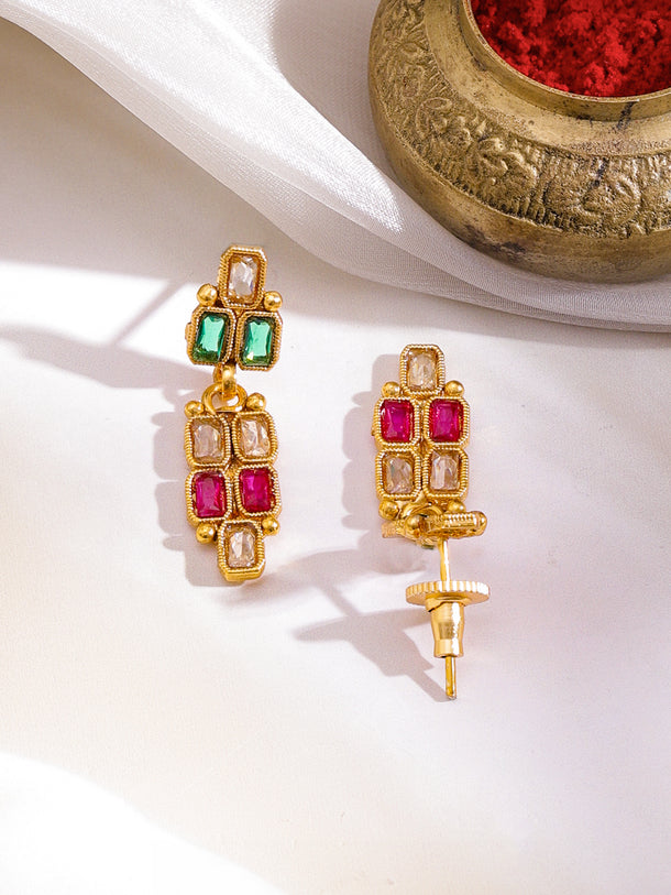 Petal Pink & Green Kundan Necklace Set