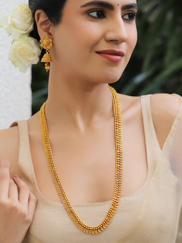Gold Toned Long Necklace Set