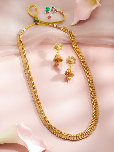 Gold Toned Long Necklace Set