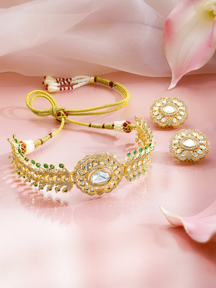 Luxe Green & White Shine Necklace Set