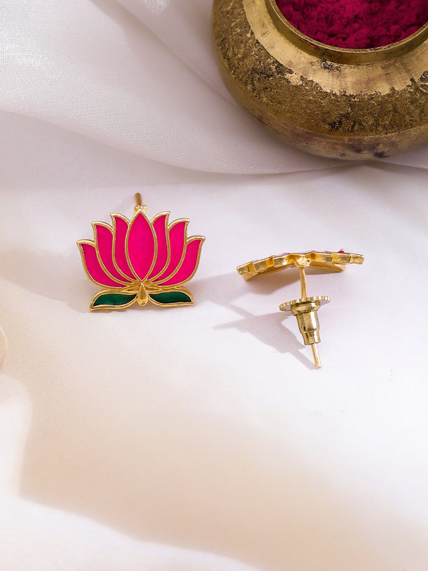 Lotus Motif Gold beads Choker Necklace Set