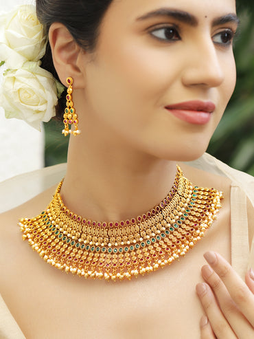 Golden Magic Pink & Green Choker Set