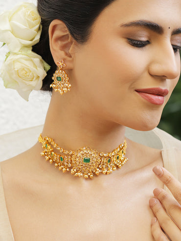 Heritage Grace Green Floral Necklace Set