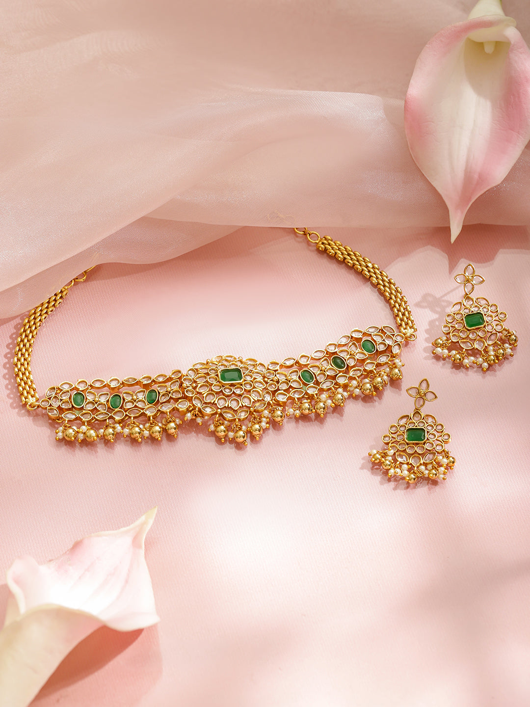 Heritage Grace Green Floral Necklace Set