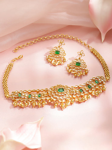 Heritage Grace Green Floral Necklace Set