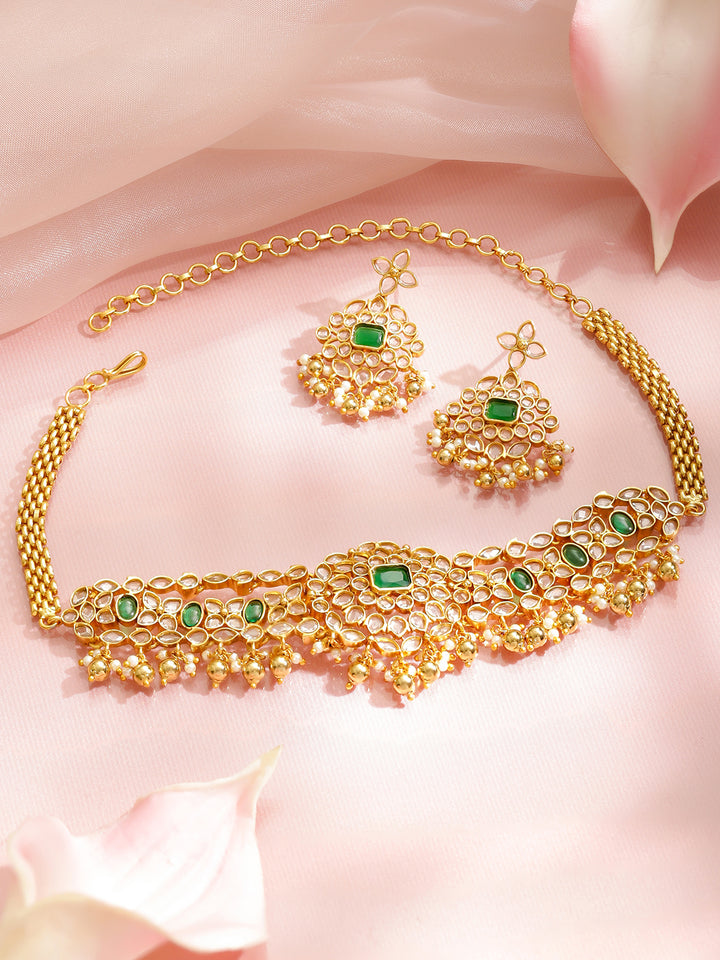 Heritage Grace Green Floral Necklace Set
