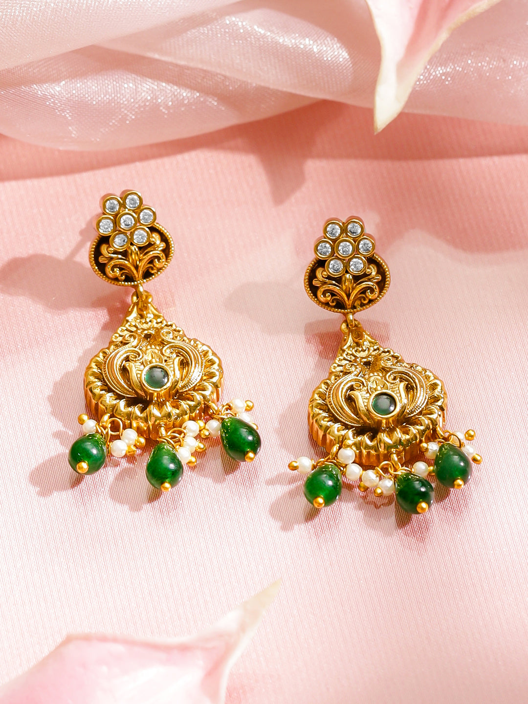 Celestial Green Golden Necklace Set