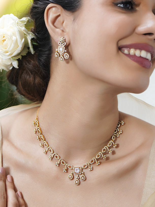 Golden -Moon Sparkle Necklace Set