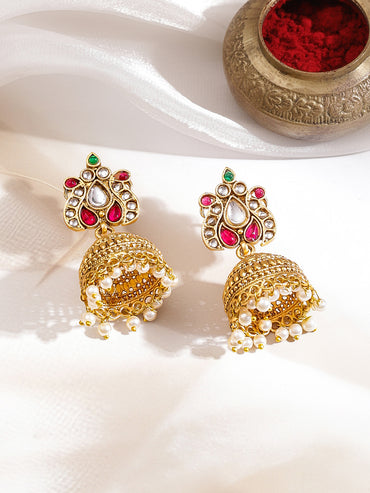 Royal Garden Bloom Dark Pink & Green Necklace Set