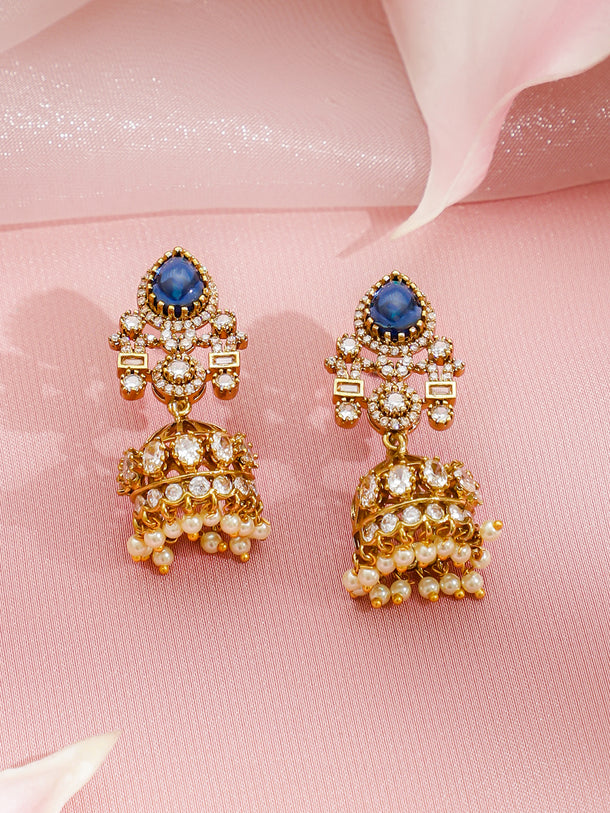 Multicolour studded Pearl Drop Gold Choker Set