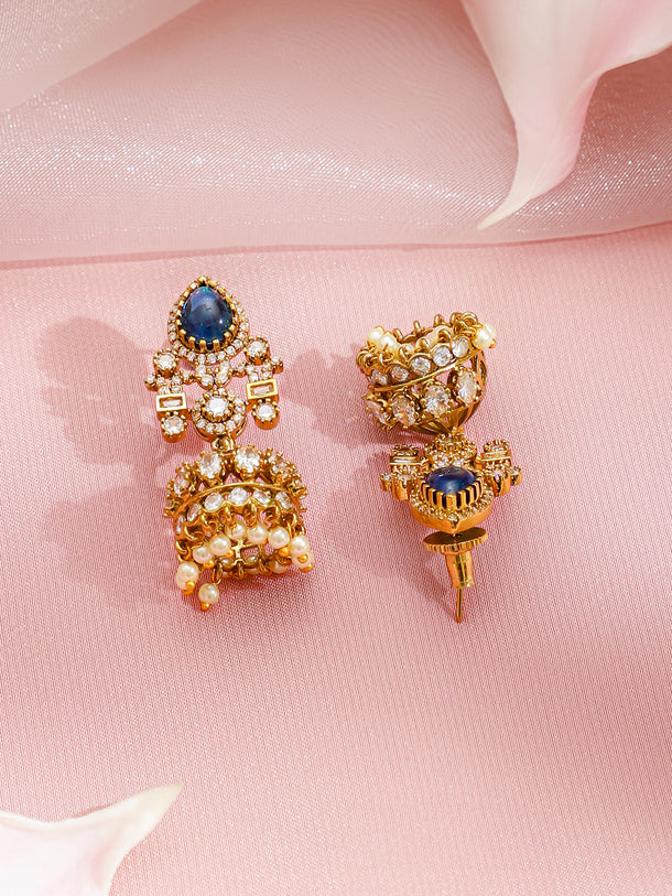 Multicolour studded Pearl Drop Gold Choker Set