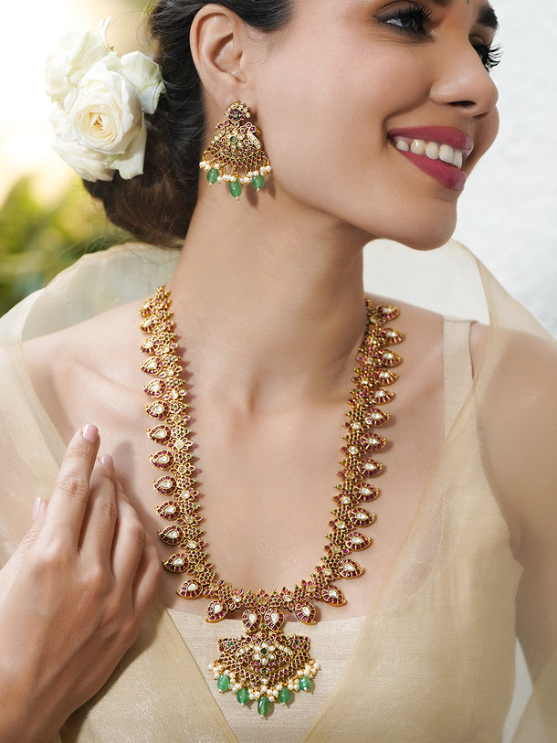 Garden Aura Pink & Green Necklace Set