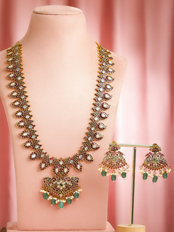 Garden Aura Pink & Green Necklace Set