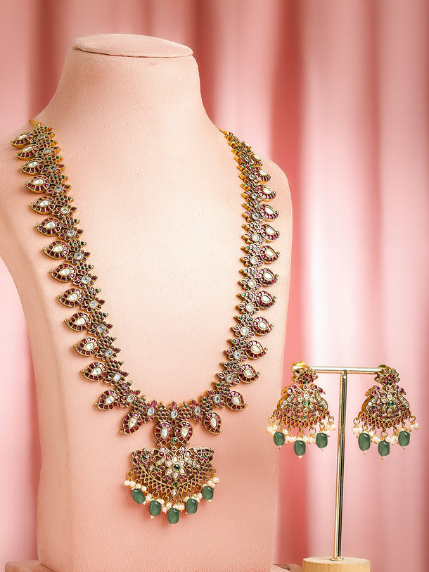 Garden Aura Pink & Green Necklace Set