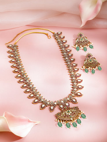 Garden Aura Pink & Green Necklace Set