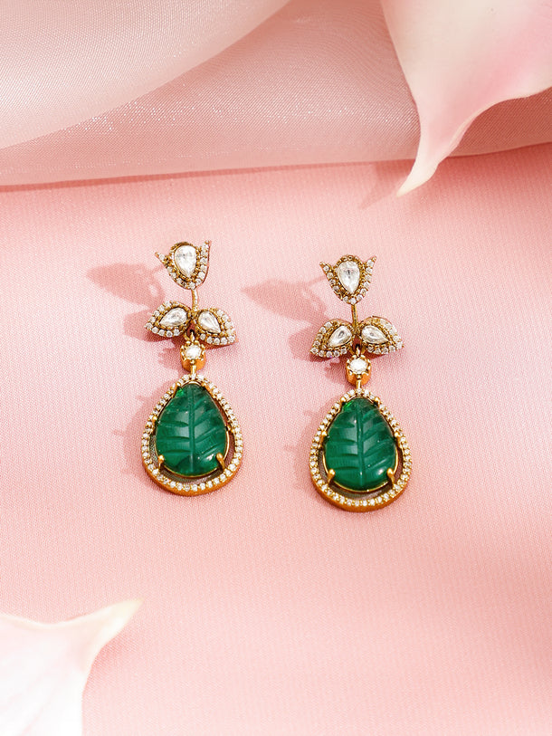 American Diamond Zirconia Emerald Drop necklace Set