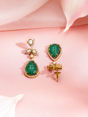 American Diamond Zirconia Emerald Drop necklace Set