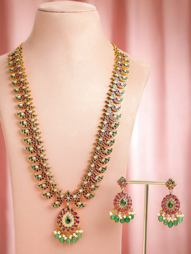 Rose-Emerald Shine Necklace Set