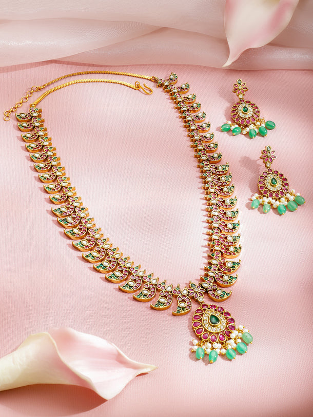 Rose-Emerald Shine Necklace Set