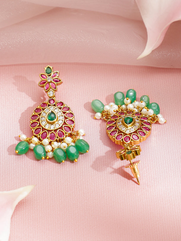 Rose-Emerald Shine Necklace Set